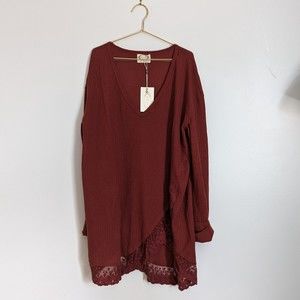 Orange Mia Joy Waffle Knit Long Sleeve Dressy Knit Top XL